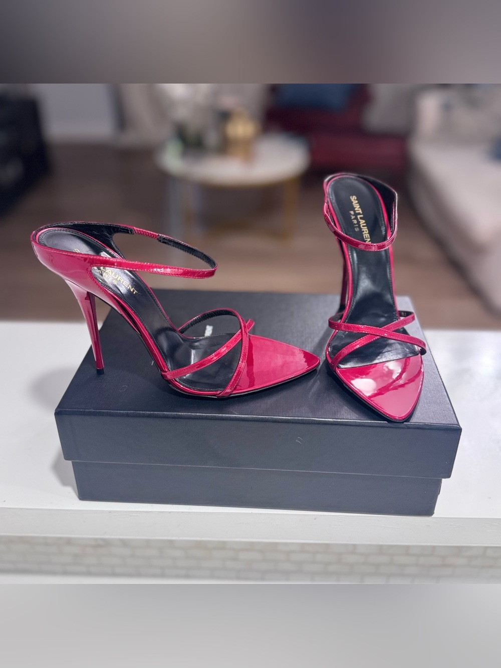 Saint Laurent Red Gippy Sandal Heel - Picture 2 of 7